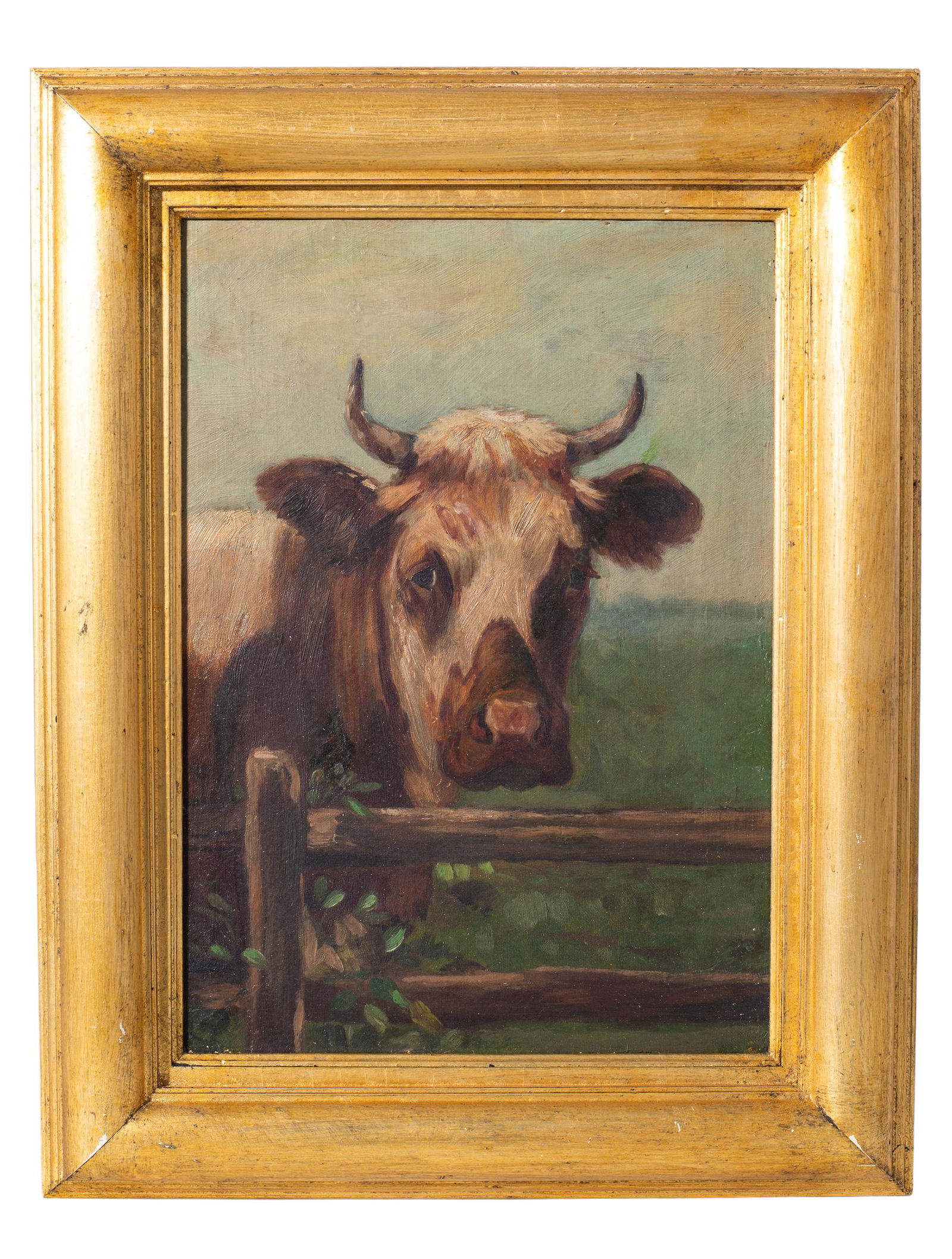 Oil, Cow By Post And Rail Fence (1 of 3)