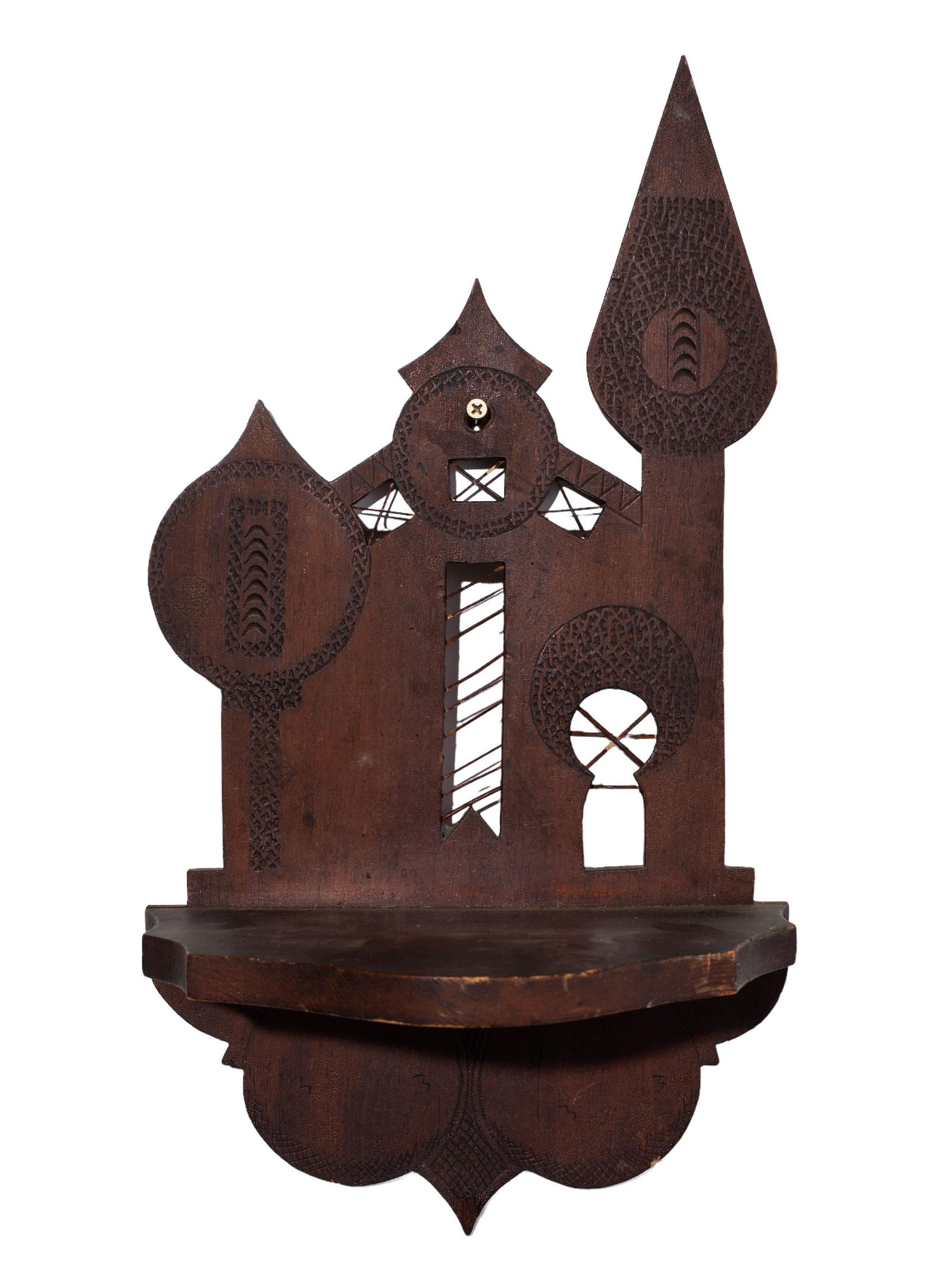 19th Century Folk Art Masonic Carved Wall Shelf (1 of 4)