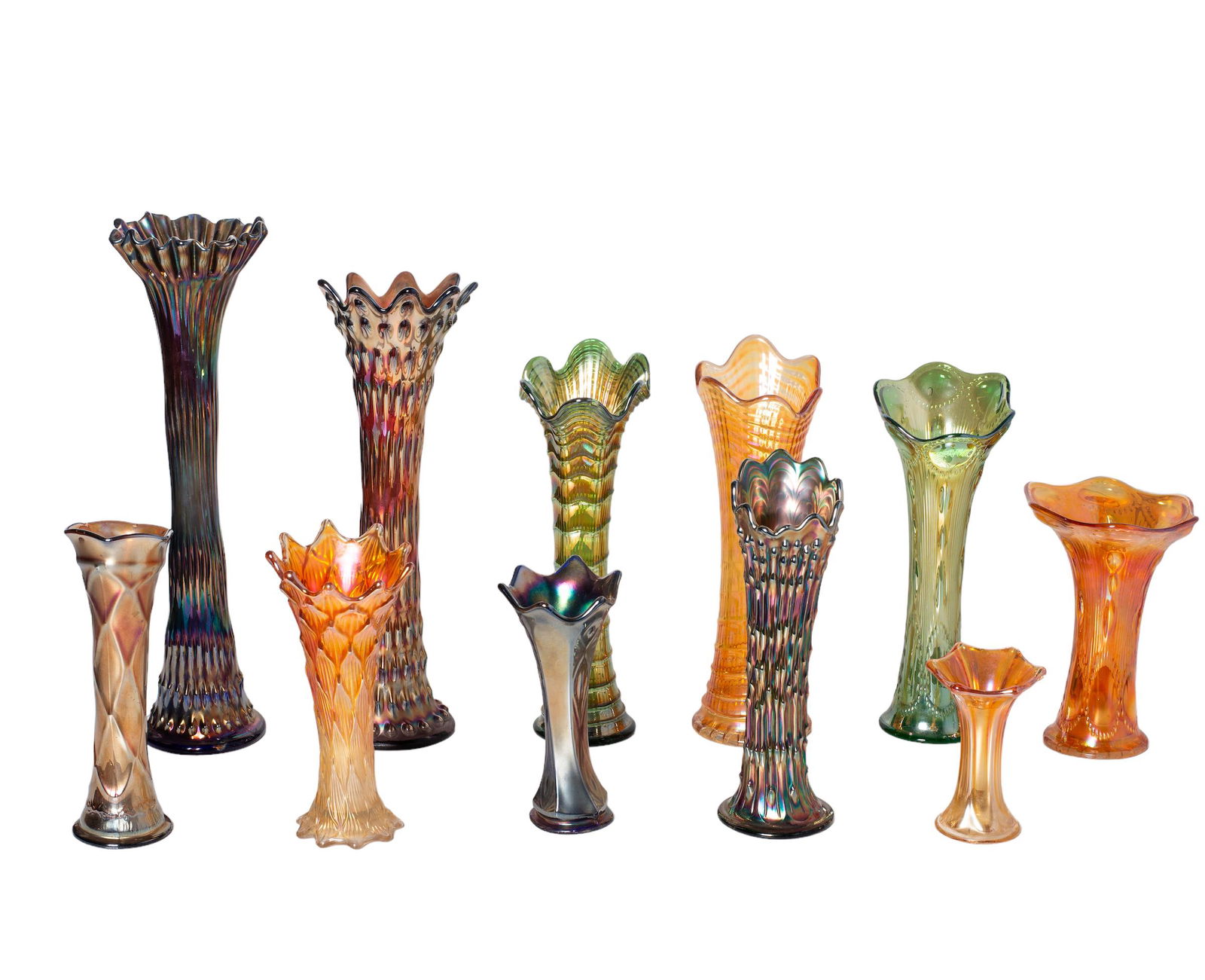 Outstanding Assembled Carnival Glass Vases (1 of 12)