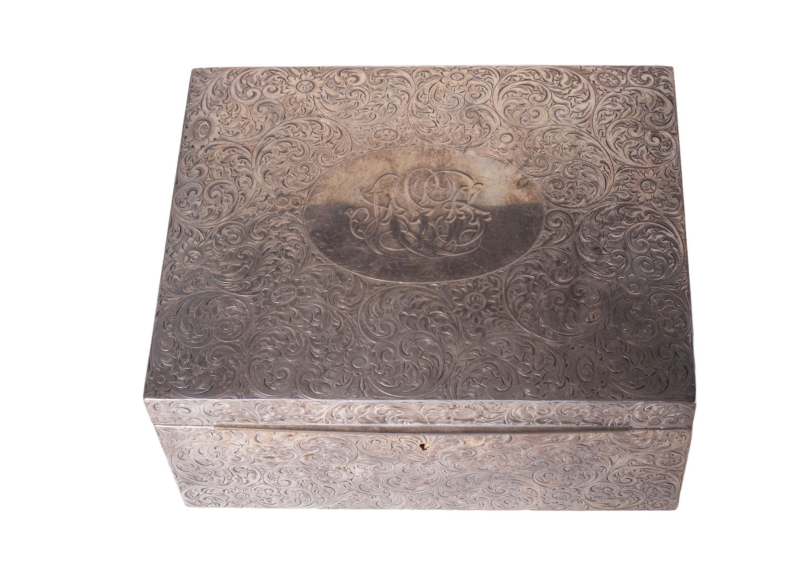 Fine Hand Engraved Sterling Hinged Lid Jewelry Box (1 of 6)