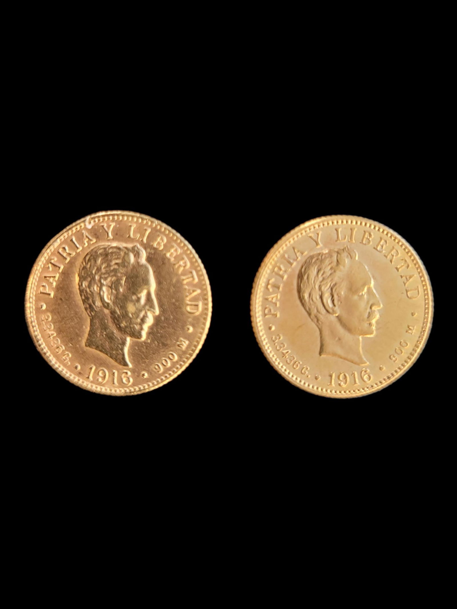 Two 1916 2 Pesos Gold Cuba Coins (1 of 2)