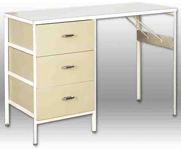 George Nelson and Associates Steel Frame Desk: Herman Miller Model #4111, 1956, enameled steel, laminate Size: 29.75h x 42w x 18.5d