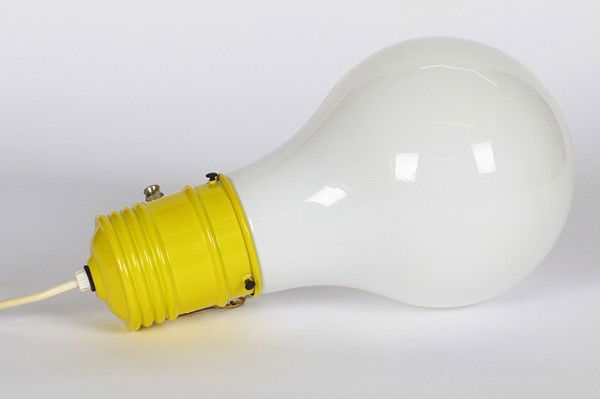 Ingo Maurer Bulb Light: Injection molded plastic, enameled metal, design M, German 1969, 23.5h x 13dia