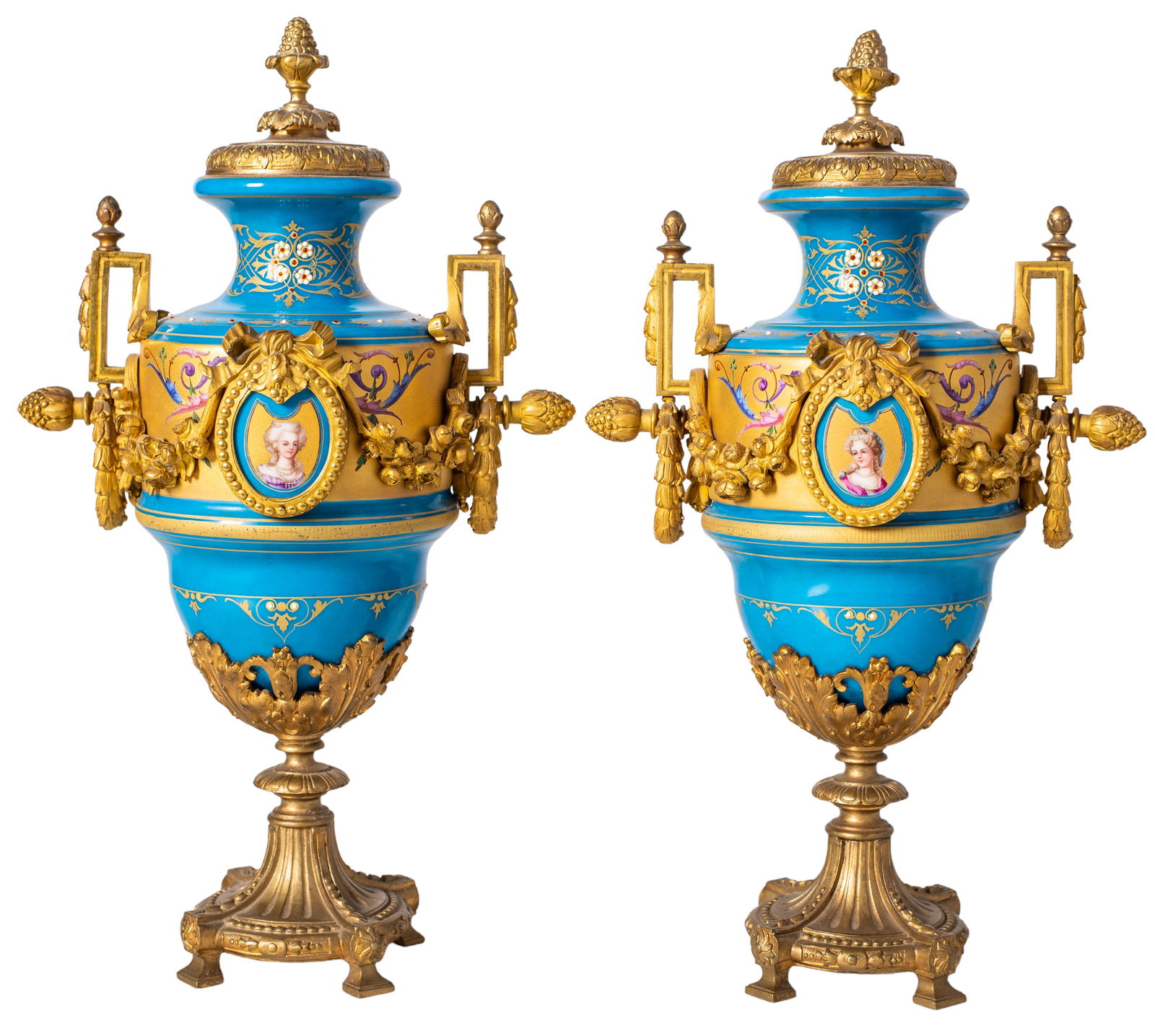 Outstanding Sevres Style Bronze Mounted Porcelain Urns (1 of 9)
