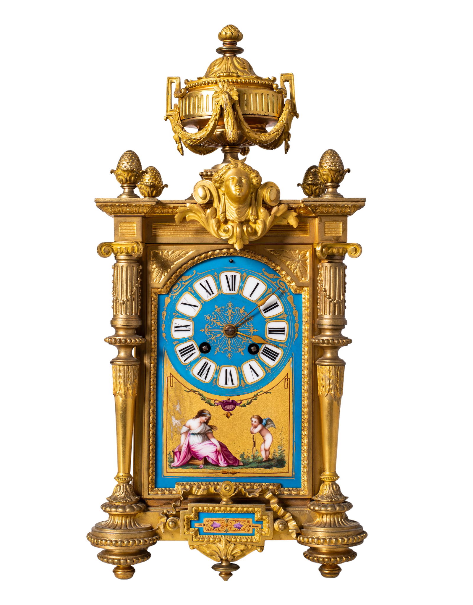 French Gilt Bronze And Porcelain Champleve Mantel Clock (1 of 6)