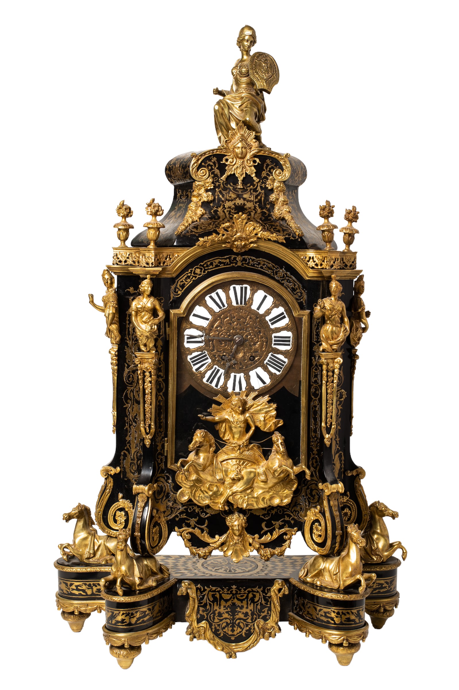 Louis XV Gilt Bronze Boulle Marquetry Figural Clock (1 of 12)