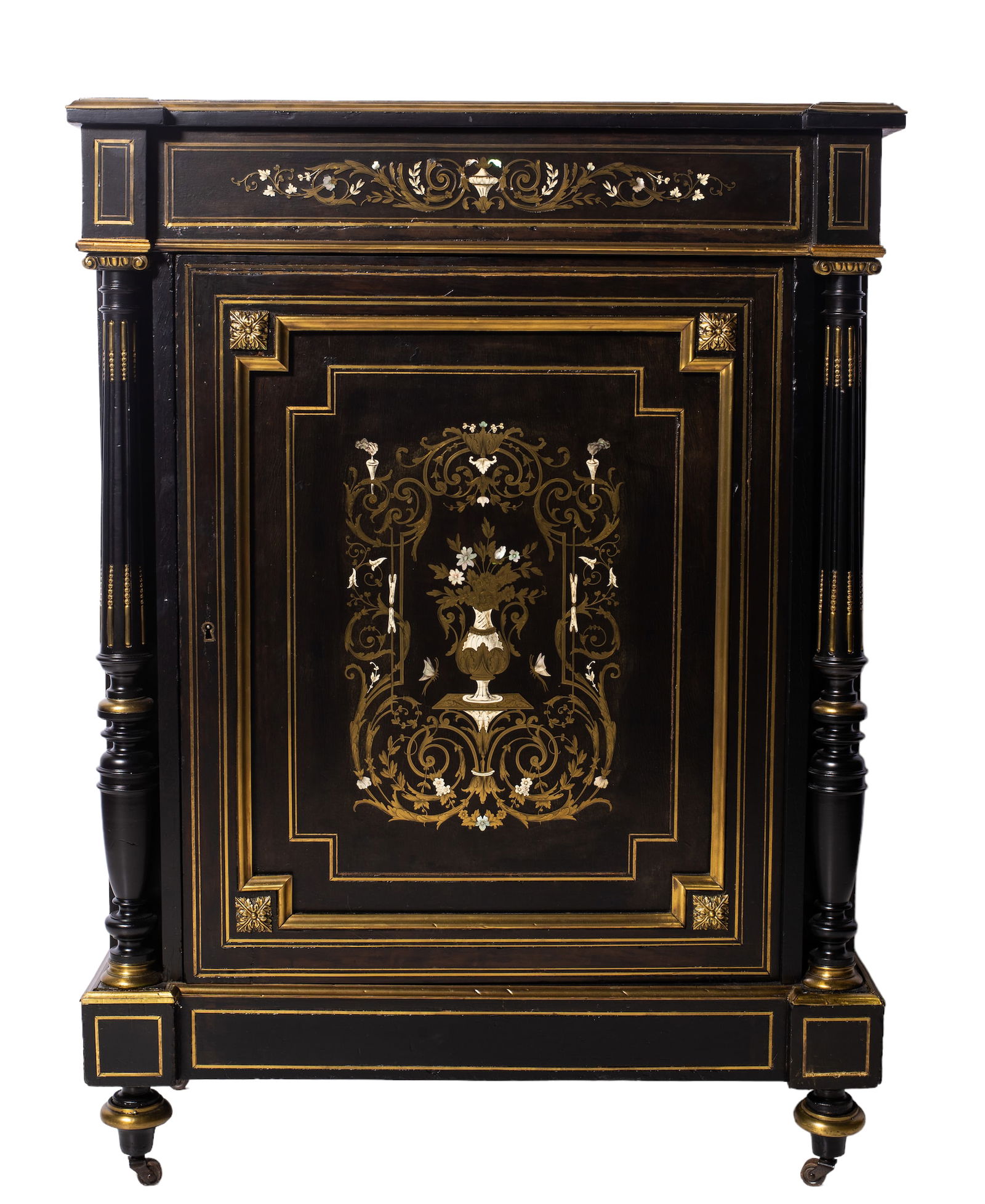 Napoleon III Style Ebony & Brass Inlay Cabinet (1 of 7)