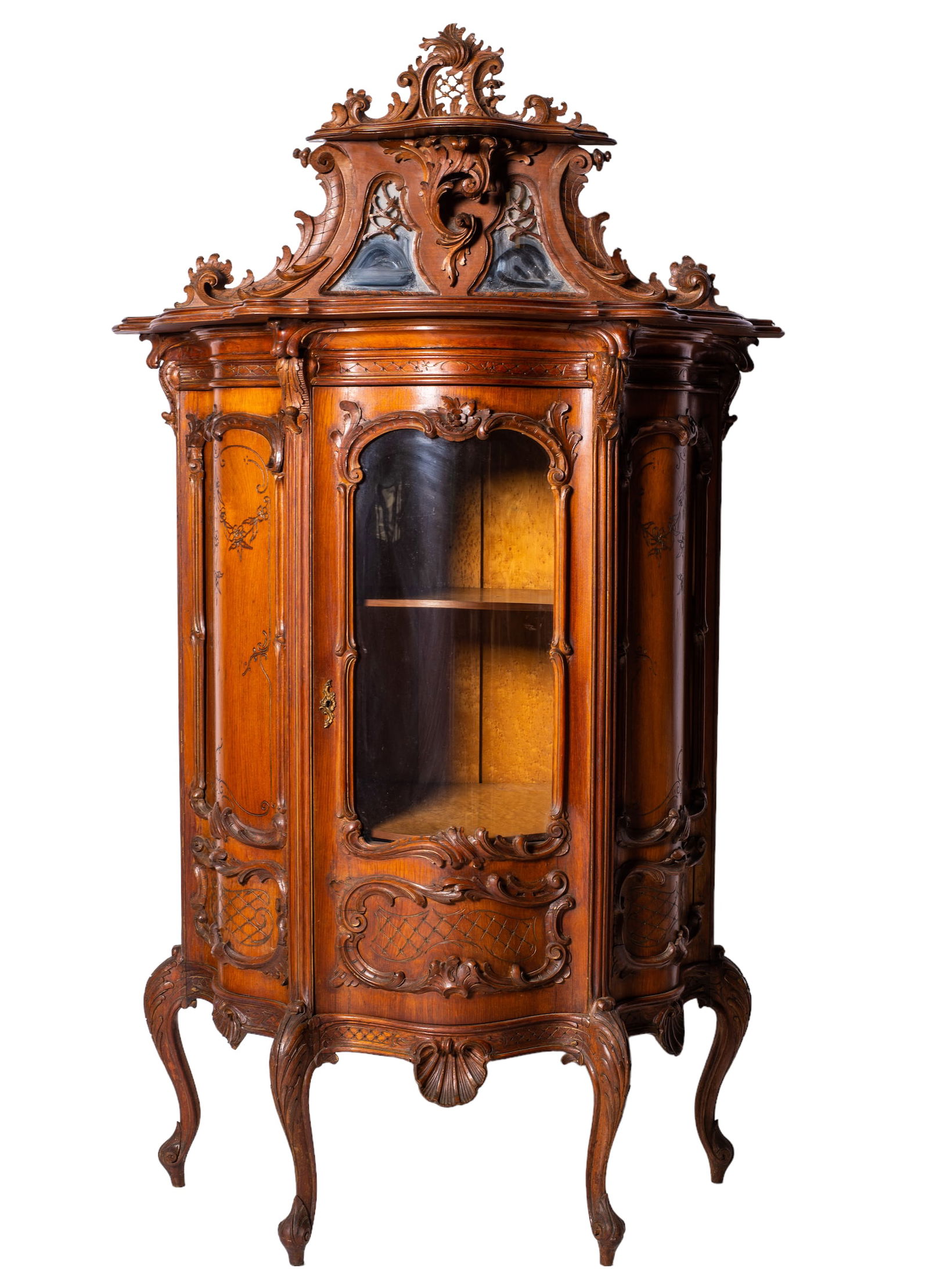 French Art Nouveau Walnut Vitrine (1 of 11)