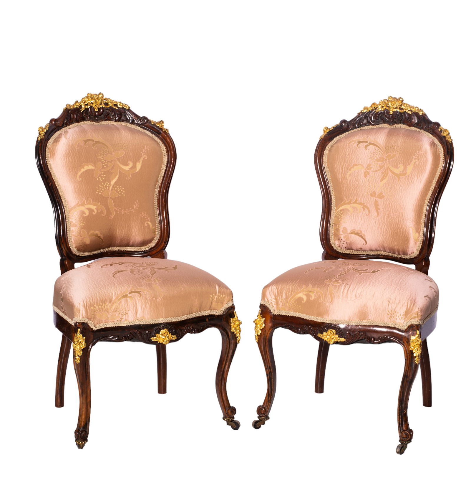 Louis XIV Style Rosewood Gilt Bronze Mounted Parlor Chairs (1 of 7)