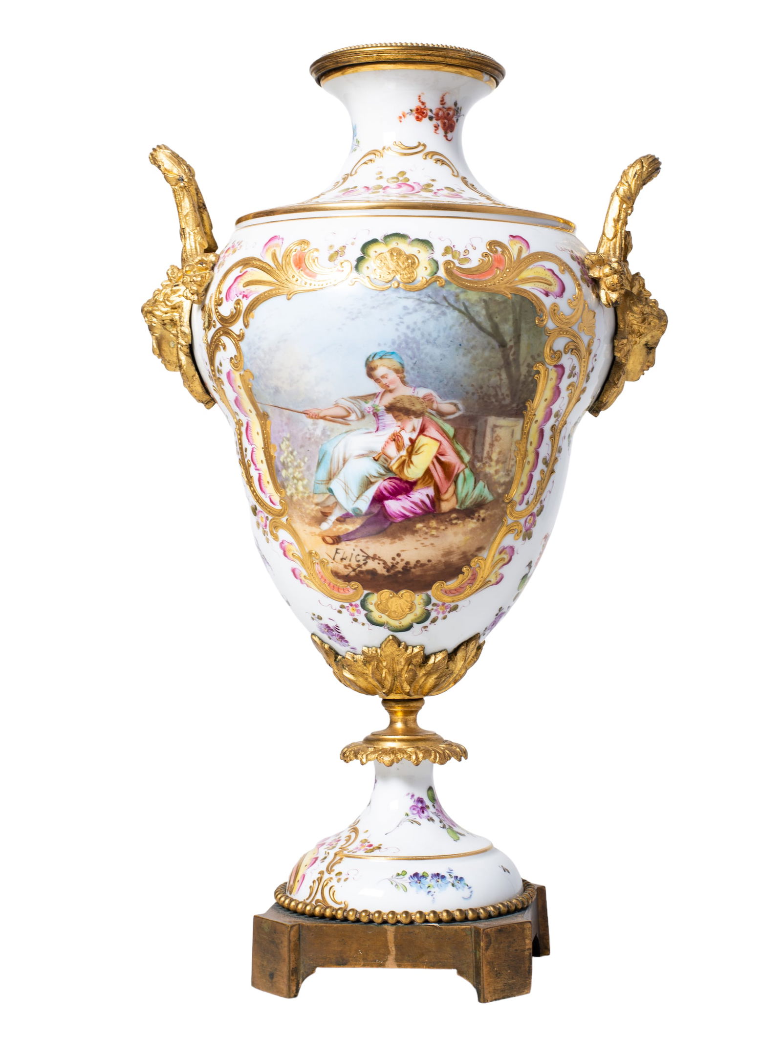 Sevres Style Porcelain Bronze Mounted Vase (1 of 7)
