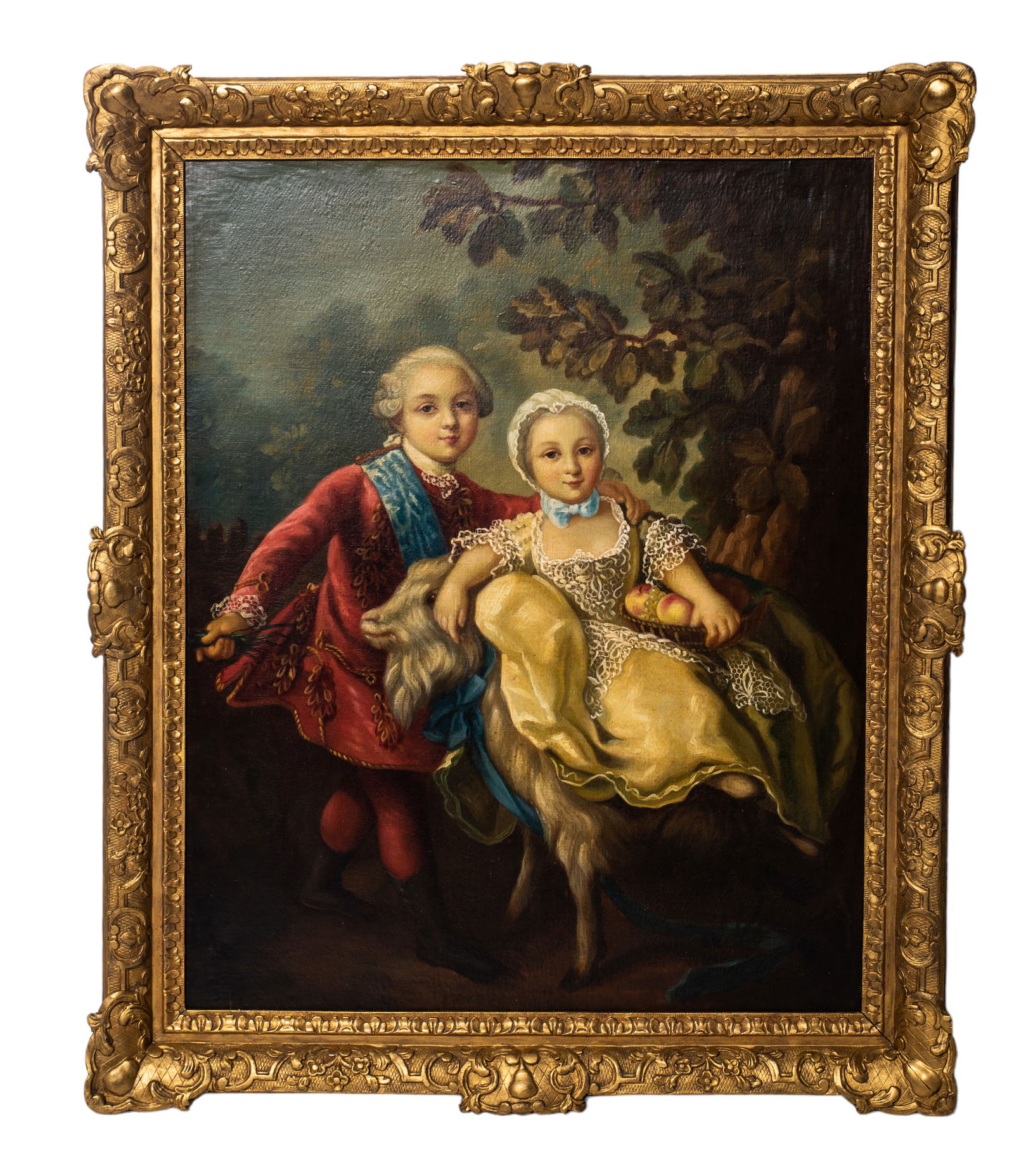 French Portrait Of Boy & Girl On Goat (1 of 4)
