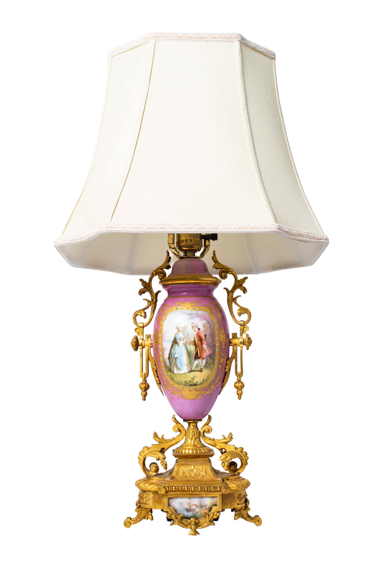 French Sevre Style Porcelain & Bronze Mounted Table Lamp (1 of 7)