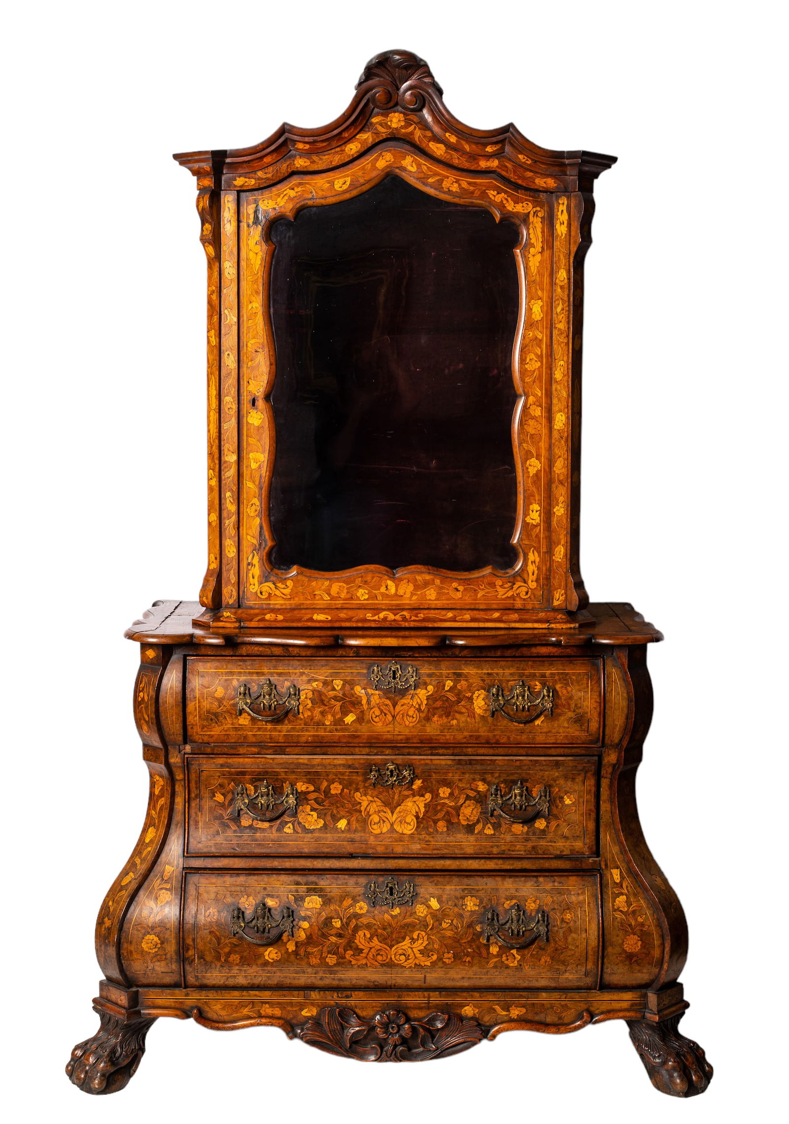 Marquetry Inlaid Bombay Curio Cabinet (1 of 12)