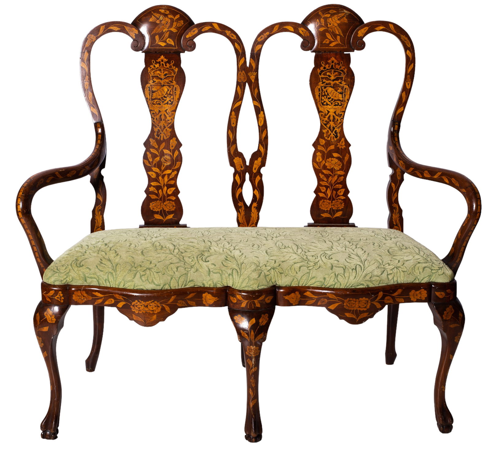 19th Century Dutch Marquetry Settee (1 of 8)