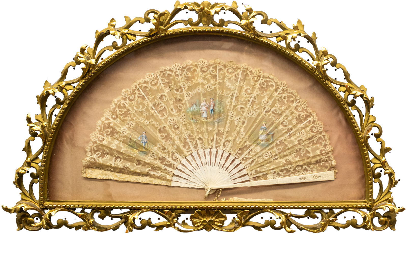 19th Century Hand Painted Fan In Shadow Box Frame (1 of 8)