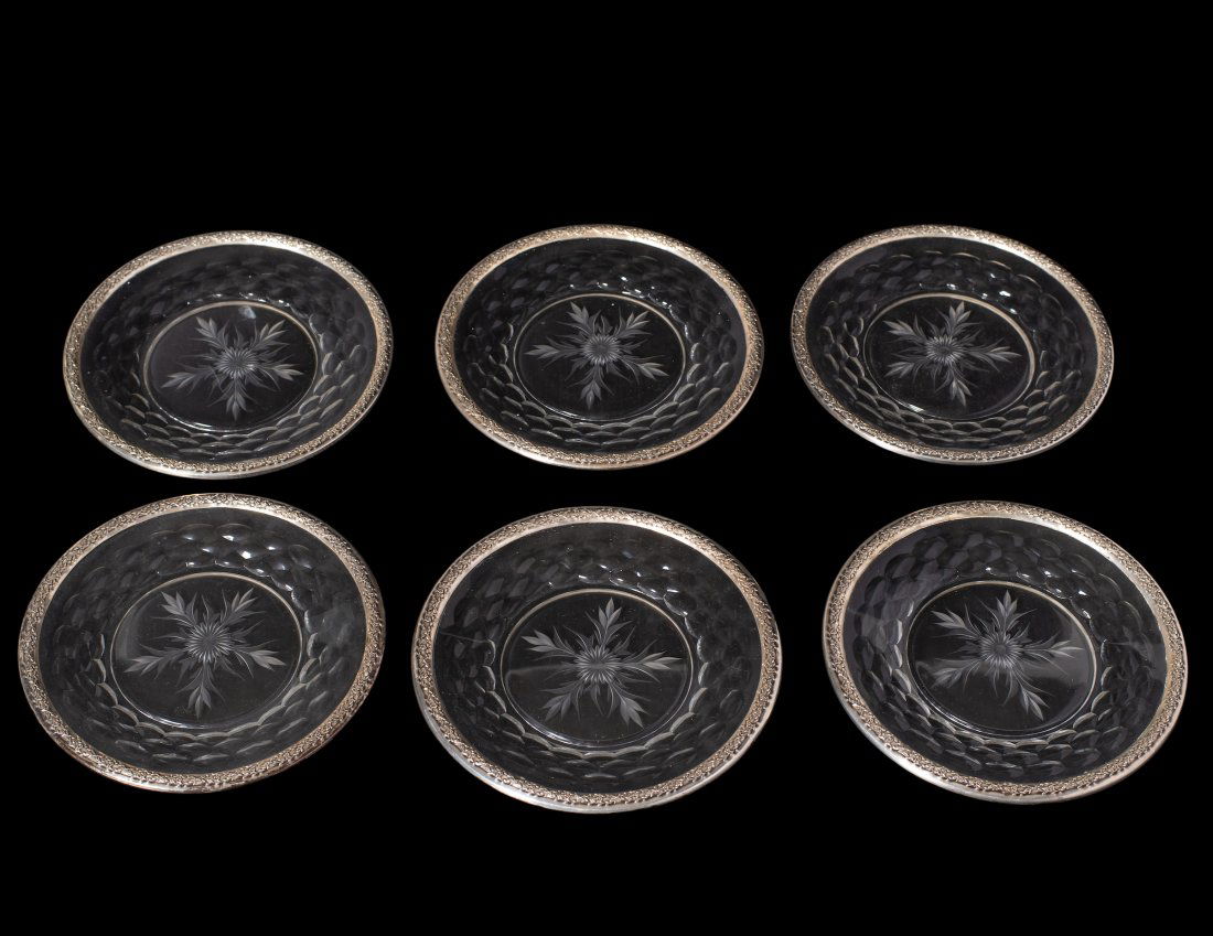 Frank Whiting Crystal Sterling Rim Dessert Plates (1 of 5)