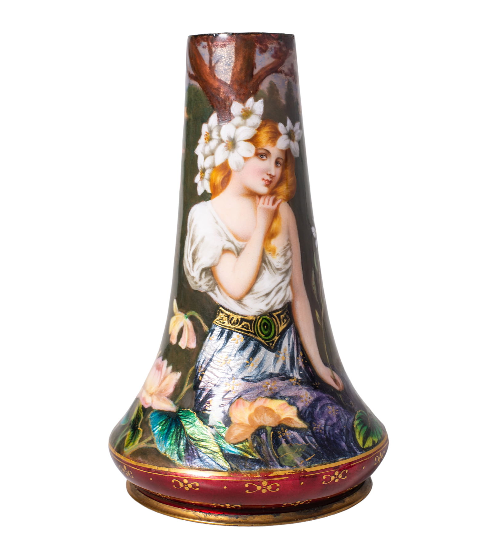 French Enamel Vase With Lady (1 of 5)