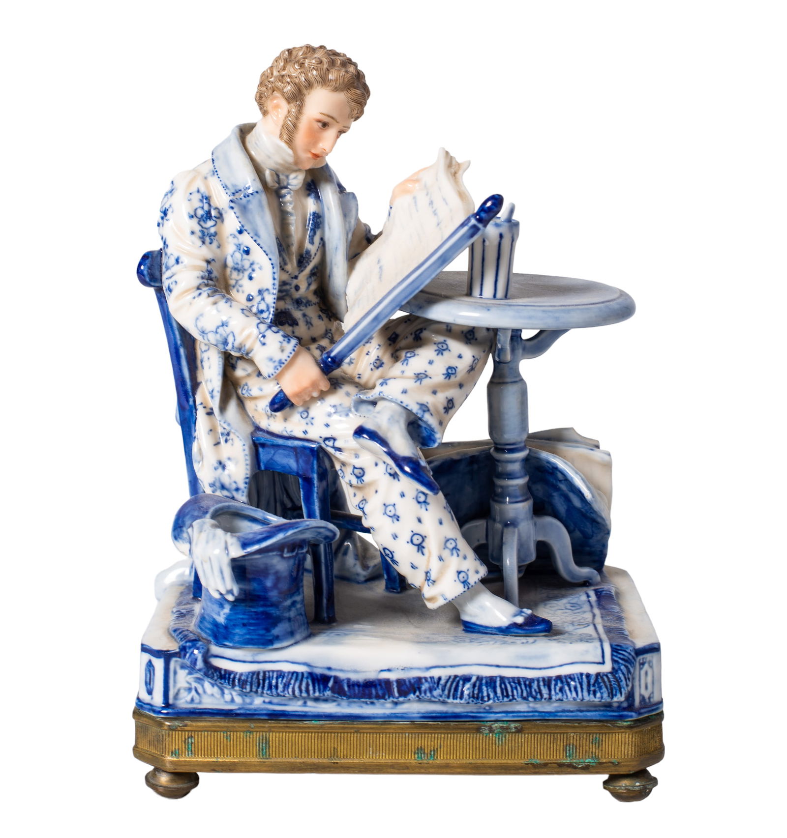 Porcelain Figurine of Gentleman Reading Newspaper (1 of 4)