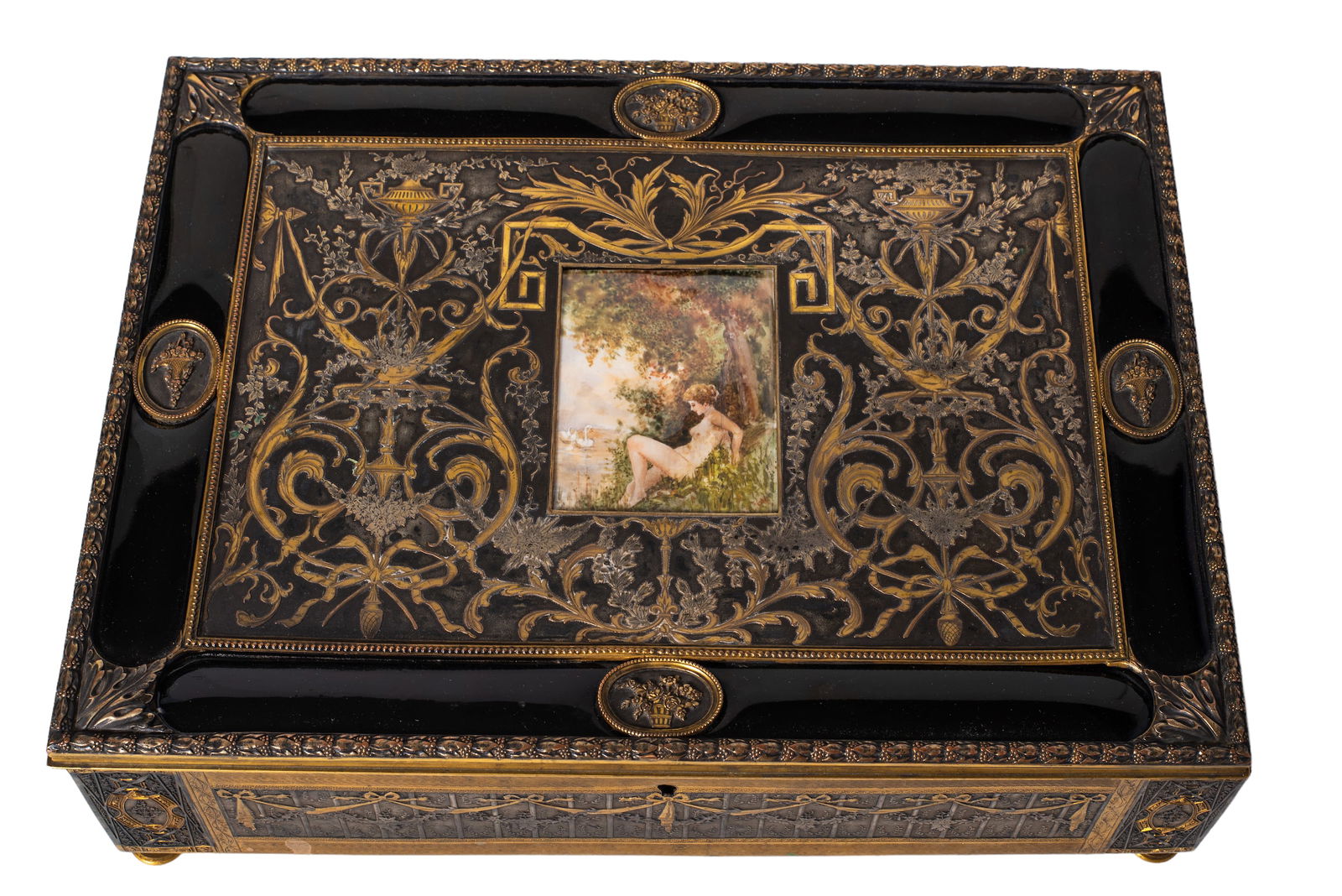 Early 20th Century Steel & Gilt Brass Dresser Box (1 of 8)