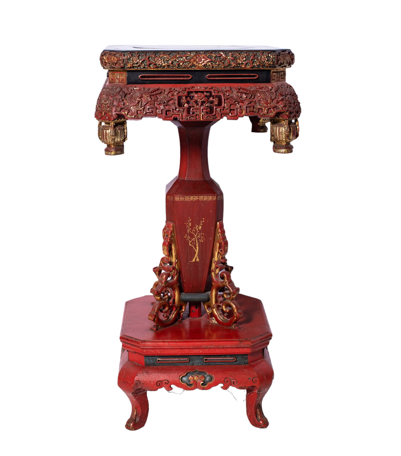 Chinese Carved Pedestal/Side Table (1 of 8)