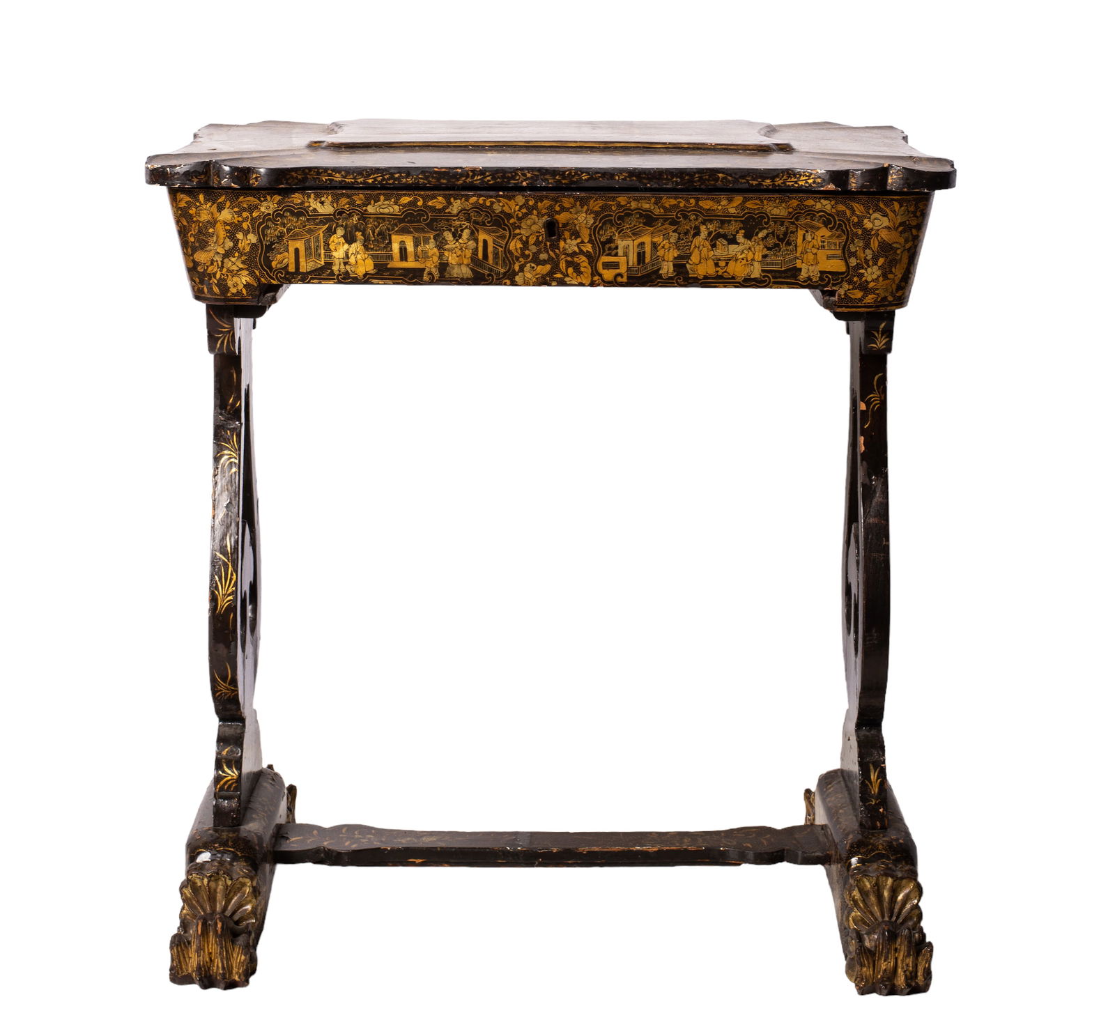 19th Century Regency Style Chinoiserie Lacquered Sewing Table (1 of 19)