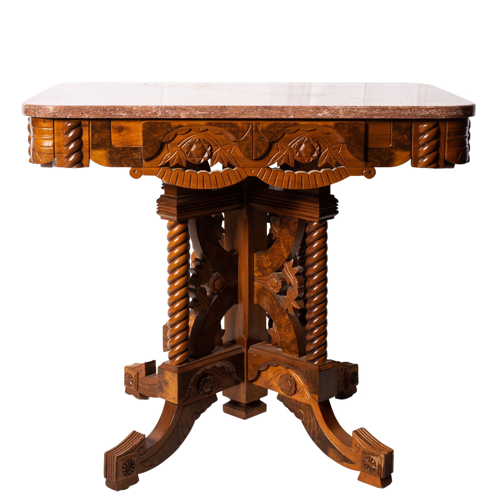 Victorian Burl Walnut Maple Top Parlor Table (1 of 5)