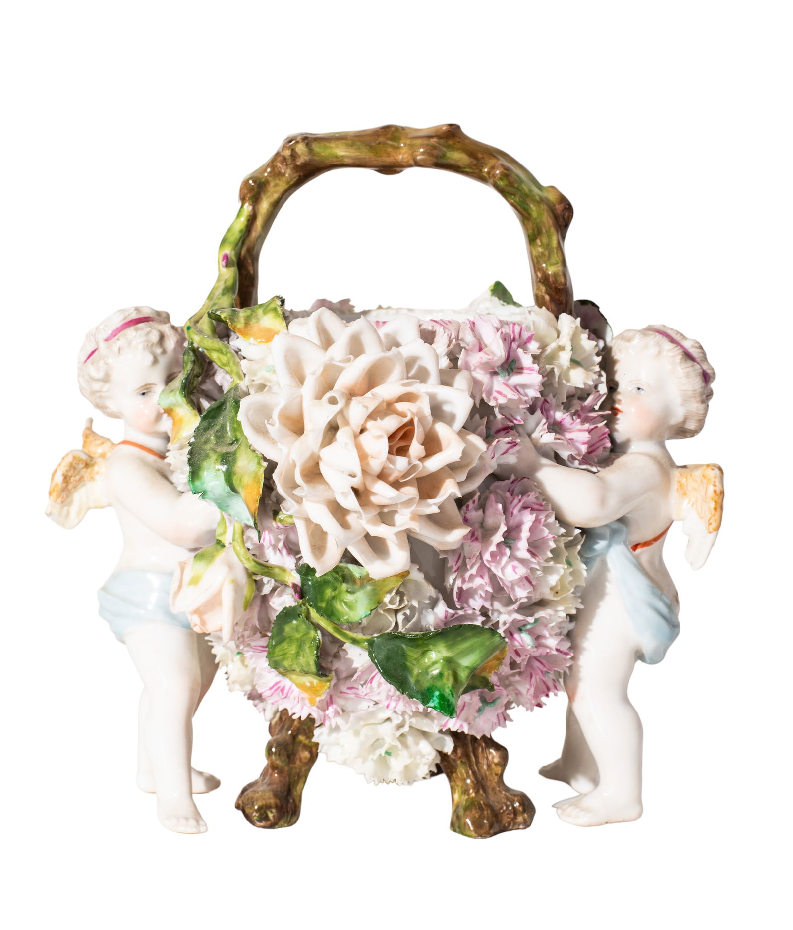 Antique Dresden Cherub & Floral Basket (1 of 7)