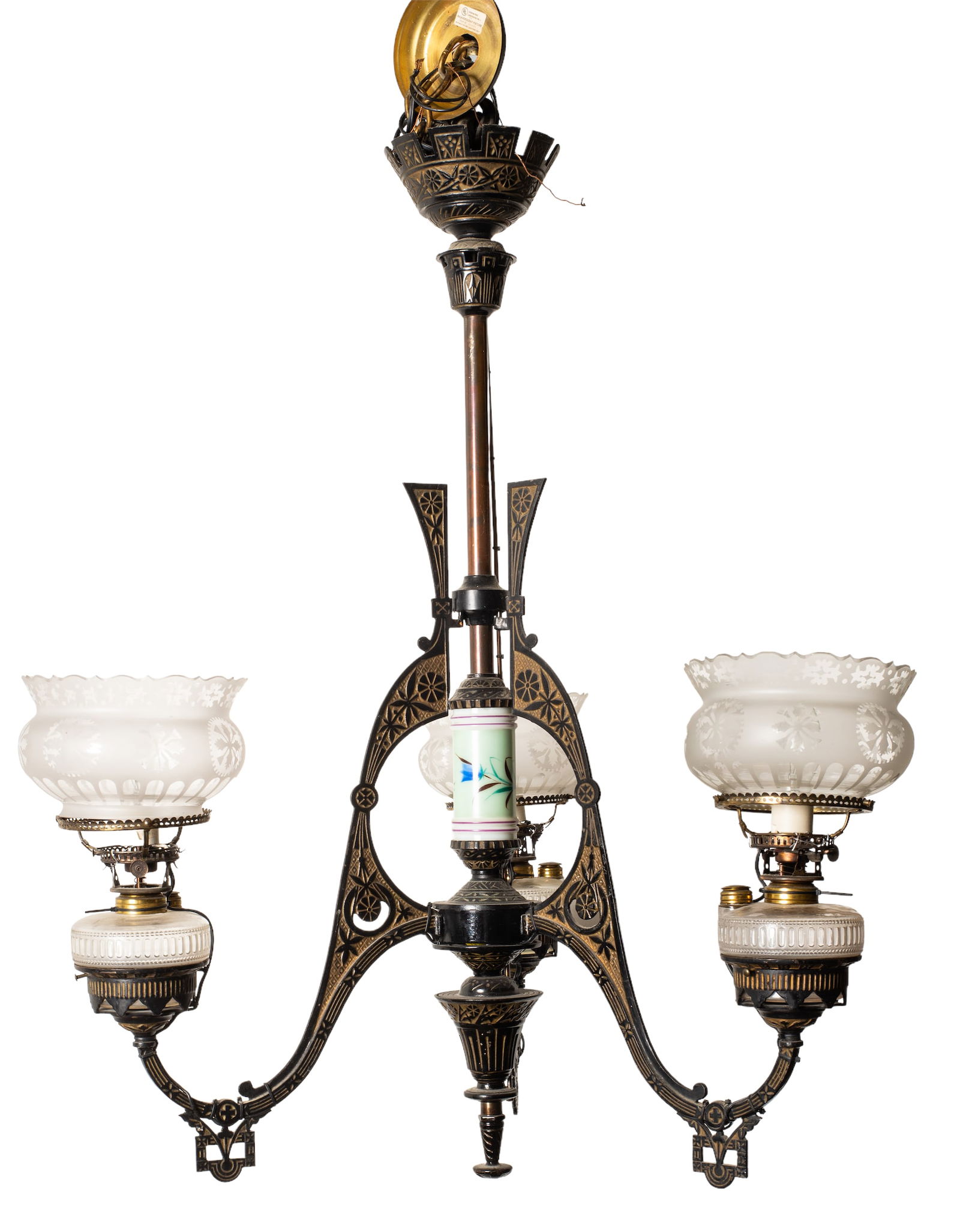 Victorian Three Branch Gas Chandelier (1 of 4)