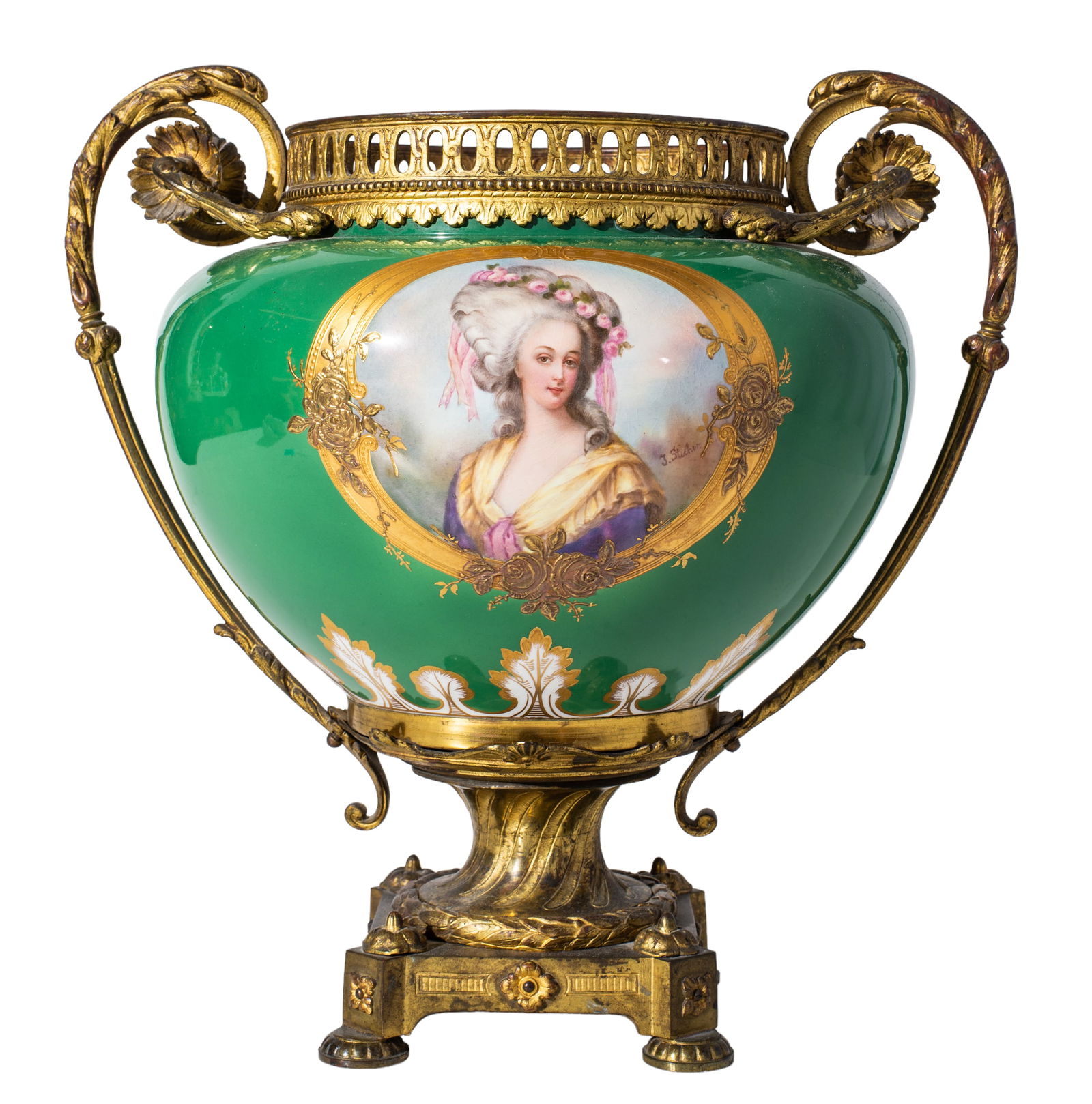 Sevres Style Gilt Bronze Mounted Porcelain Vase (1 of 9)