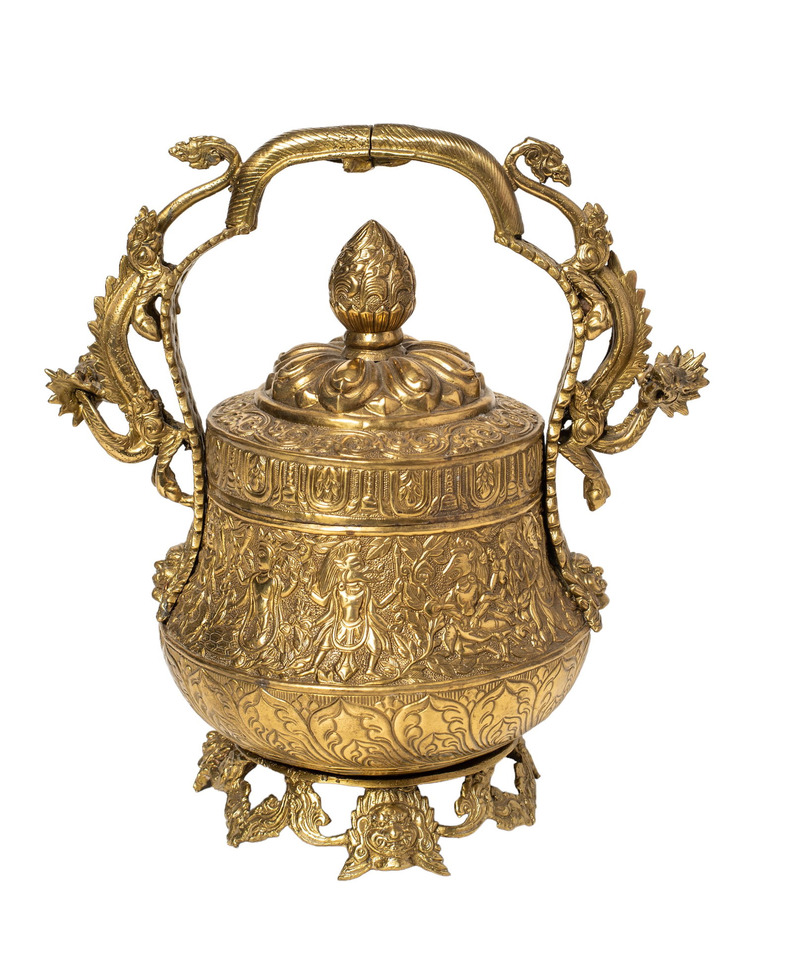 Tibetan Gilt Bronze Ware Portable Kettle (1 of 8)