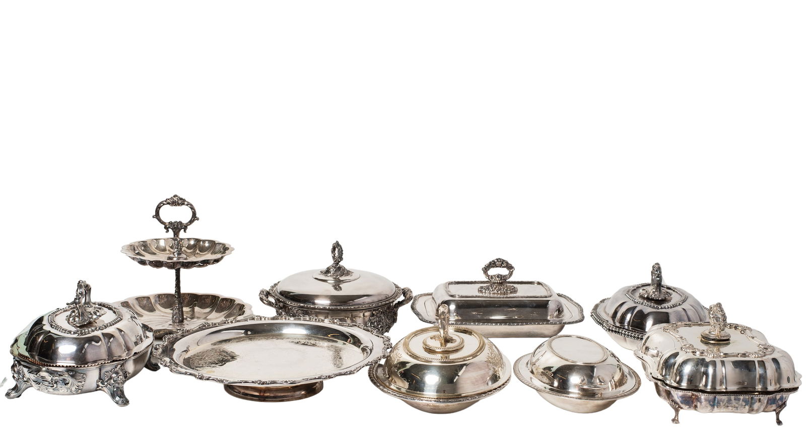 Large Assembled Group of Silver Plated Serving Pieces (1 of 15)