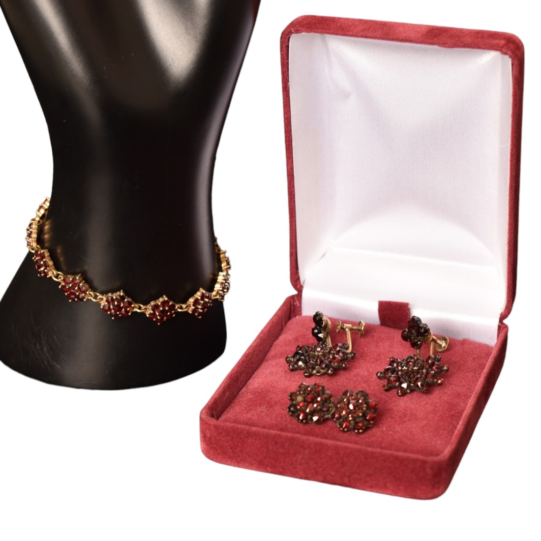 Garnet Bracelet, Earrings and Pin (1 of 8)