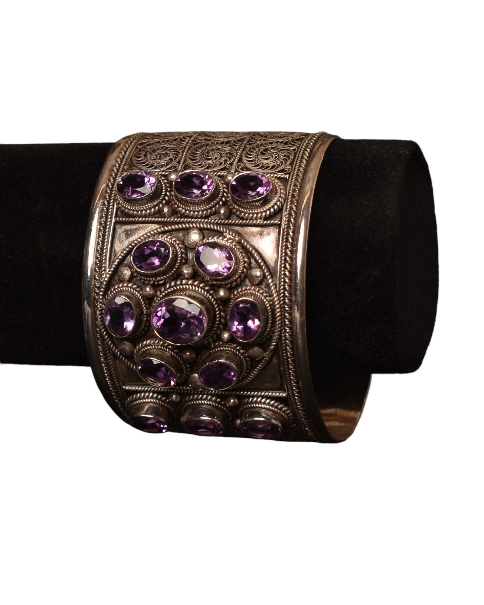 Silver and Amethyst Cuff Bracelet (1 of 6)