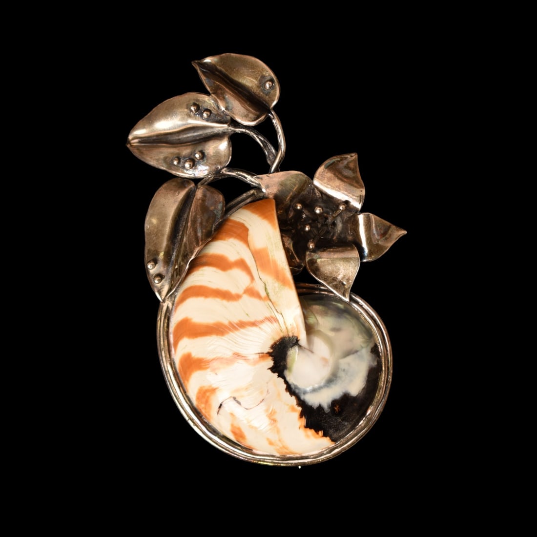 Sterling Silver & Fossilized Shell Pin (1 of 5)