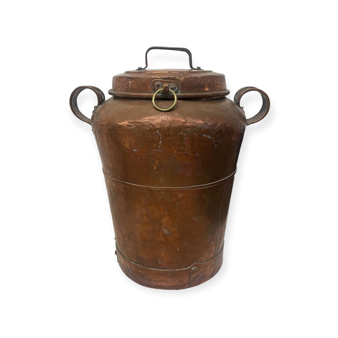 Unusual Antique Hinge Lid Copper Vessel (1 of 14)