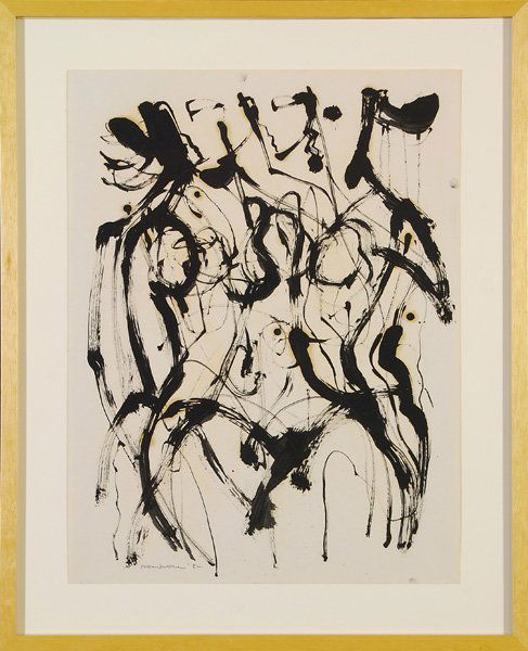 Jack Meanwell - Oil: Oil on paper, Nude women in abstract, signed lower left 1982, professionally framed and matted, 23" x 17.5"