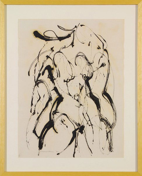 Jack Meanwell - Oil: Oil on paper, Nude Woman in abstract form, signed and dated 1982, 23" x 17"