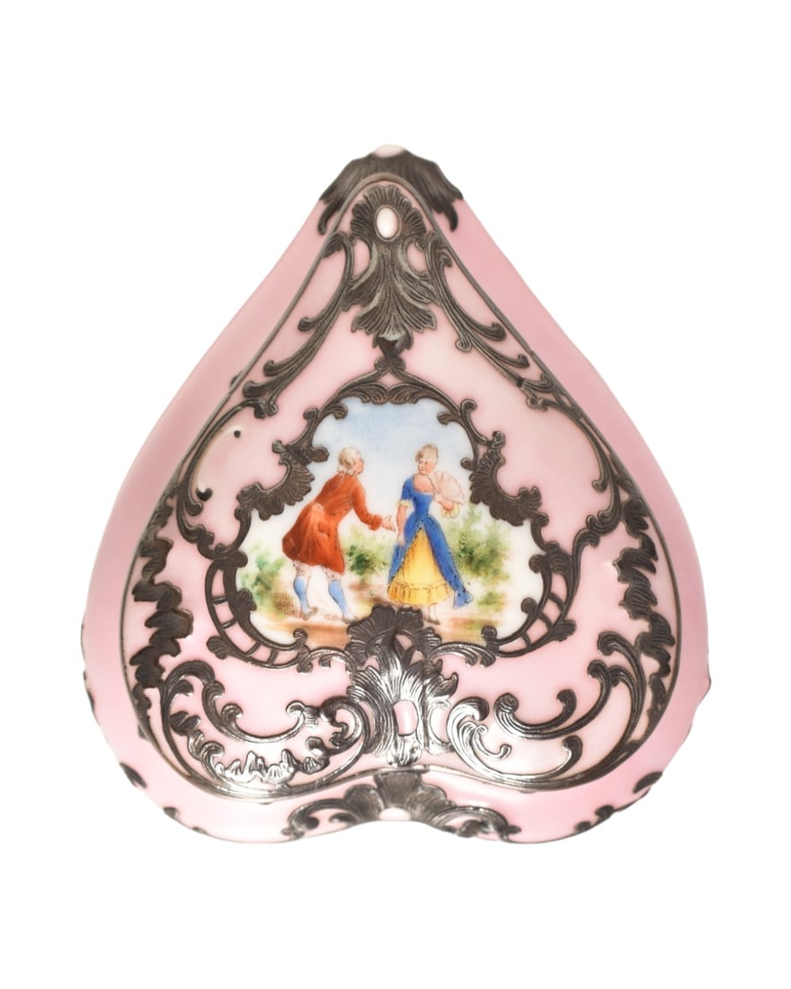 Argent Fin Porcelain Silver Overlay Heart Box (1 of 6)