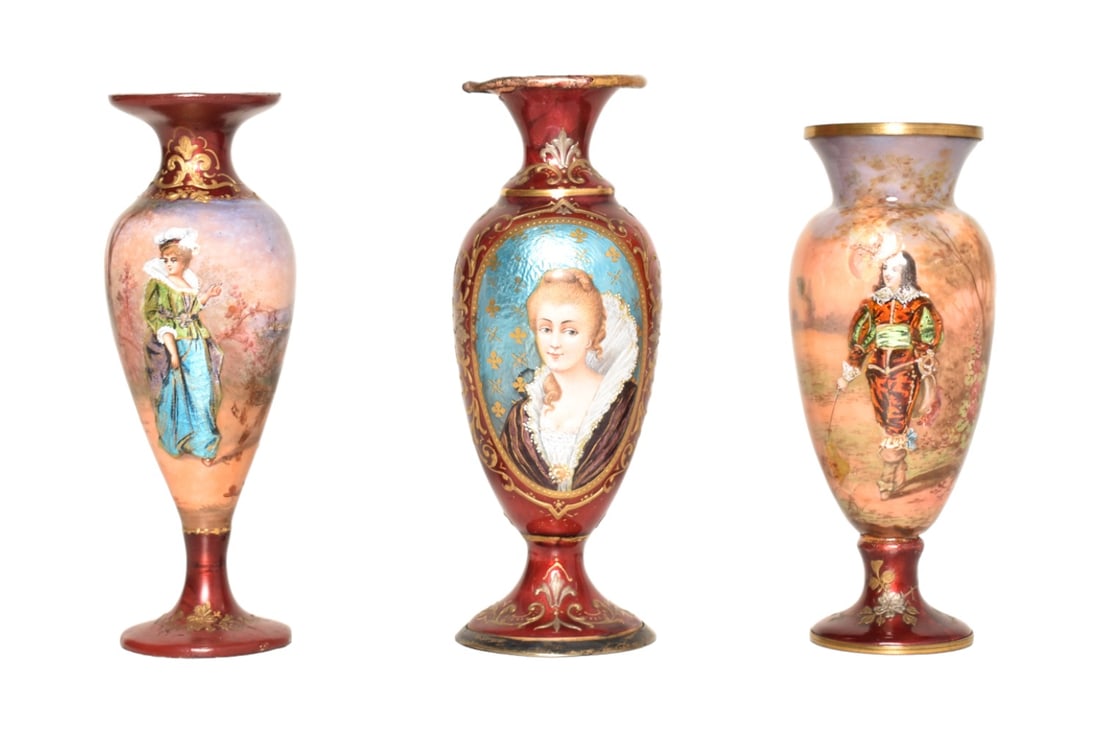 French Enamel Cabinet Vases (1 of 7)