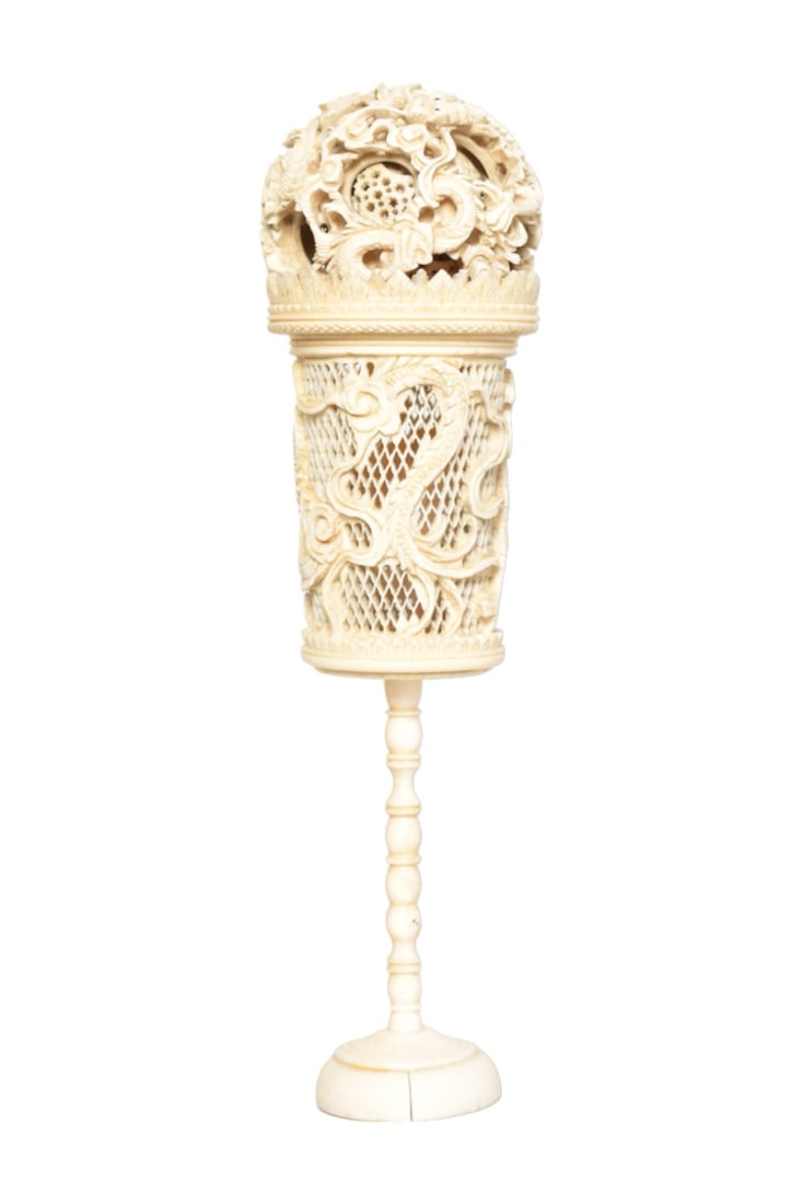 Carved Chinese Puzzle Ball on Stand (1 of 9)