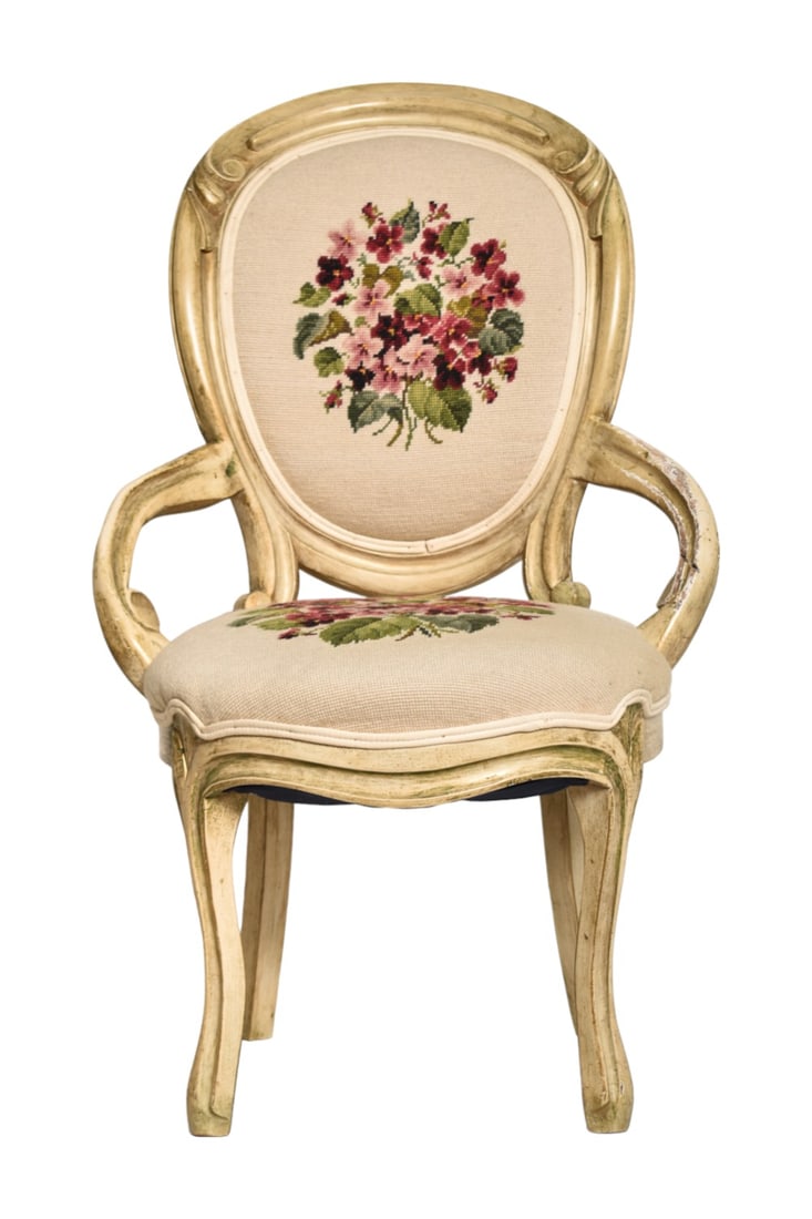 Antique Needlepoint Accent Chair (1 of 9)