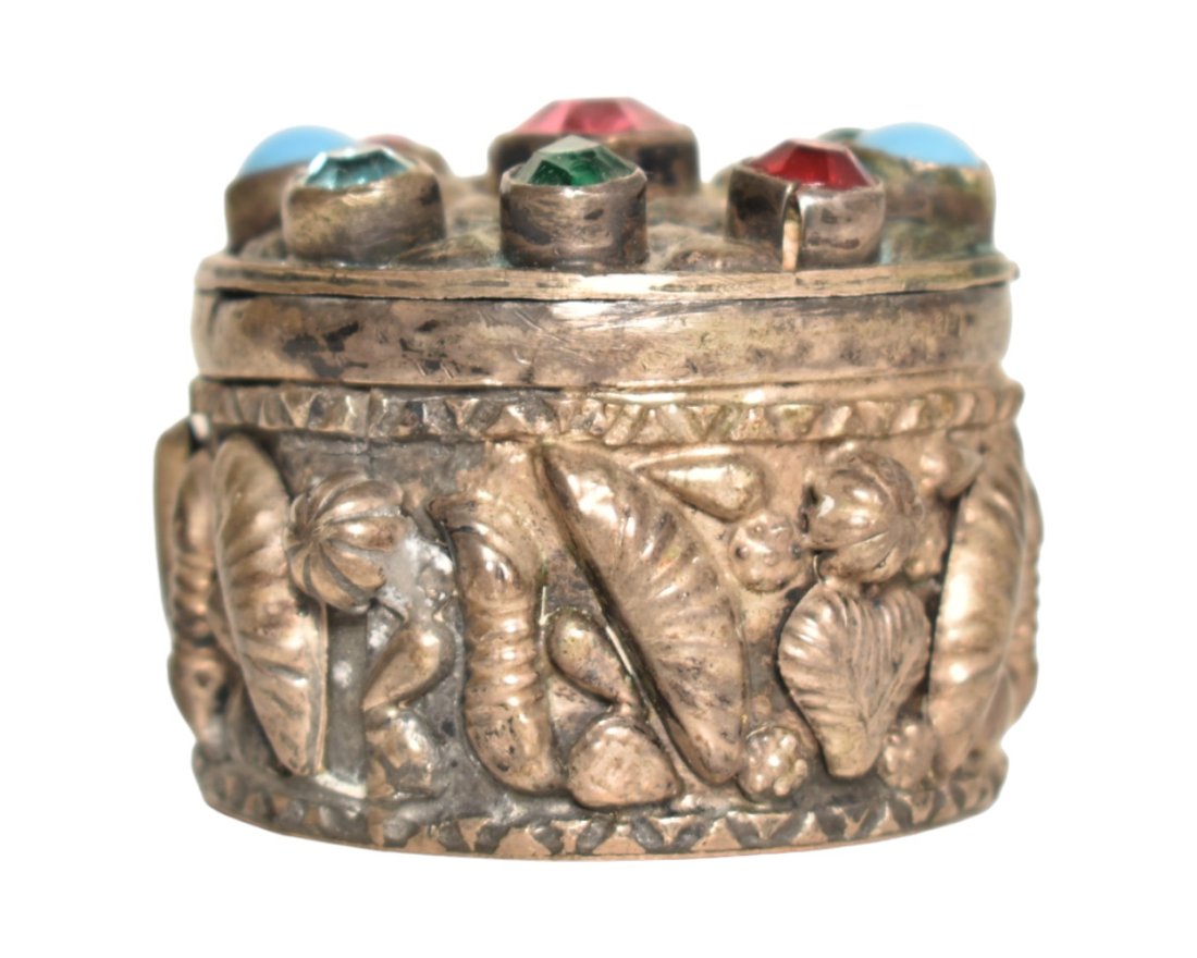 South American Silver and Semi Precious Stone Lidded Box (1 of 7)