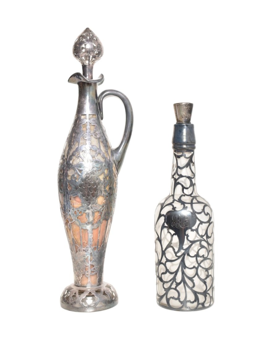Sterling Silver Overlay Glass Decanters and Stoppers (1 of 12)