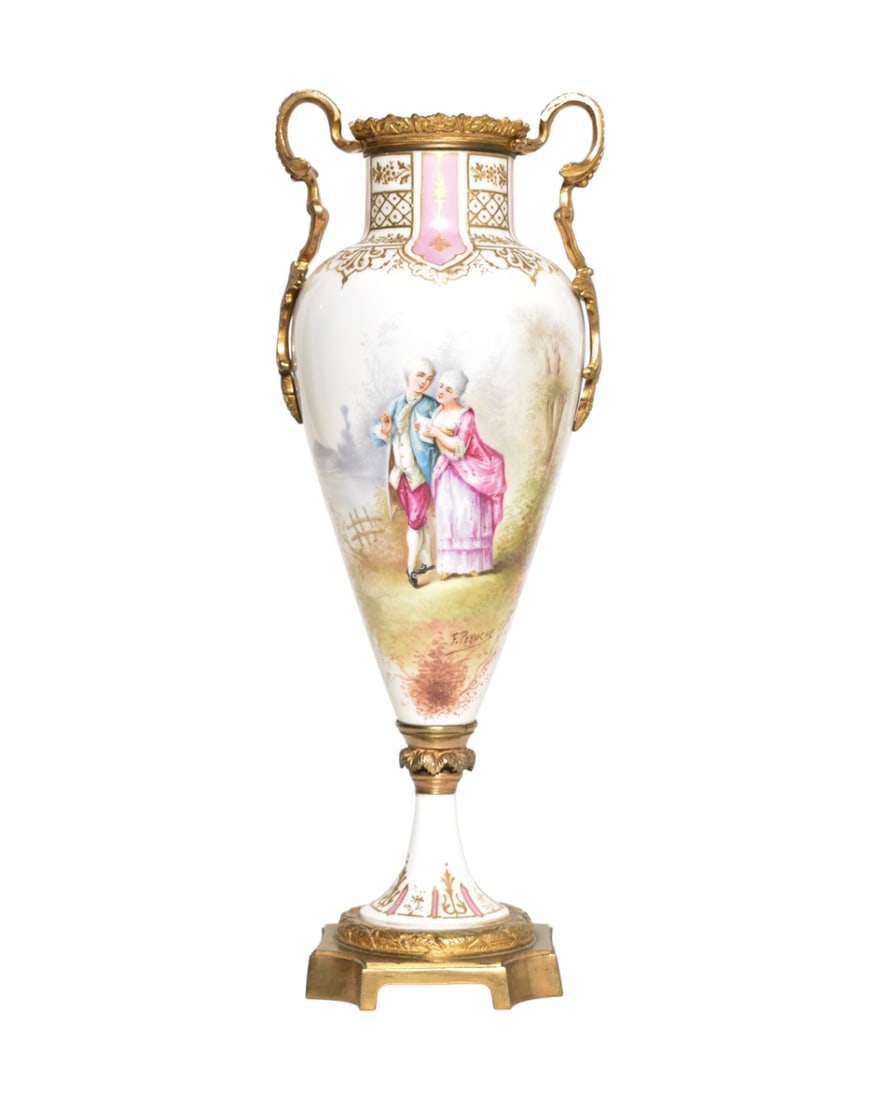 Sevres Style Porcelain Double Handled Vase (1 of 11)