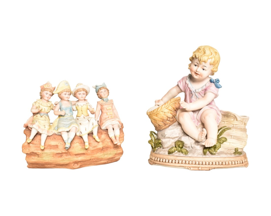 German Bisque Figural Group Planters (1 of 8)