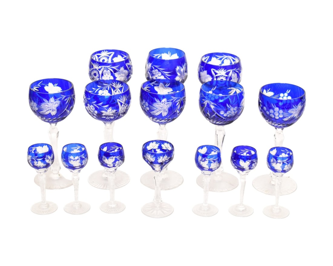 Bohemian Cobalt Blue Cut to Clear Stemware (1 of 11)