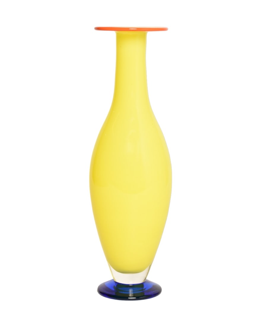 Erika Lagerbielke "Solo" Vase: Hand blown vase, Orrefors, Sweden, 1978. 4" Diameter x 13" H. Accompanied with original Orrefors box.