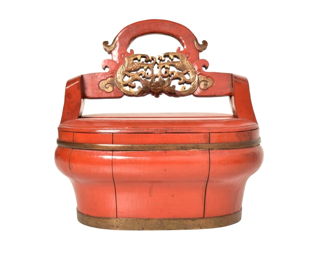 Chinese Red Lacquer & Gilt Food Container (1 of 11)