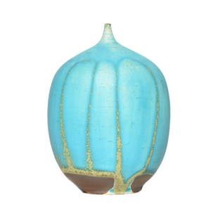 Rose Cabat Feelie Vase: Rose Cabat Feelie Vase. USA. Glazed ceramic. Signed. 2 3/4 dia x 3 1/2h.