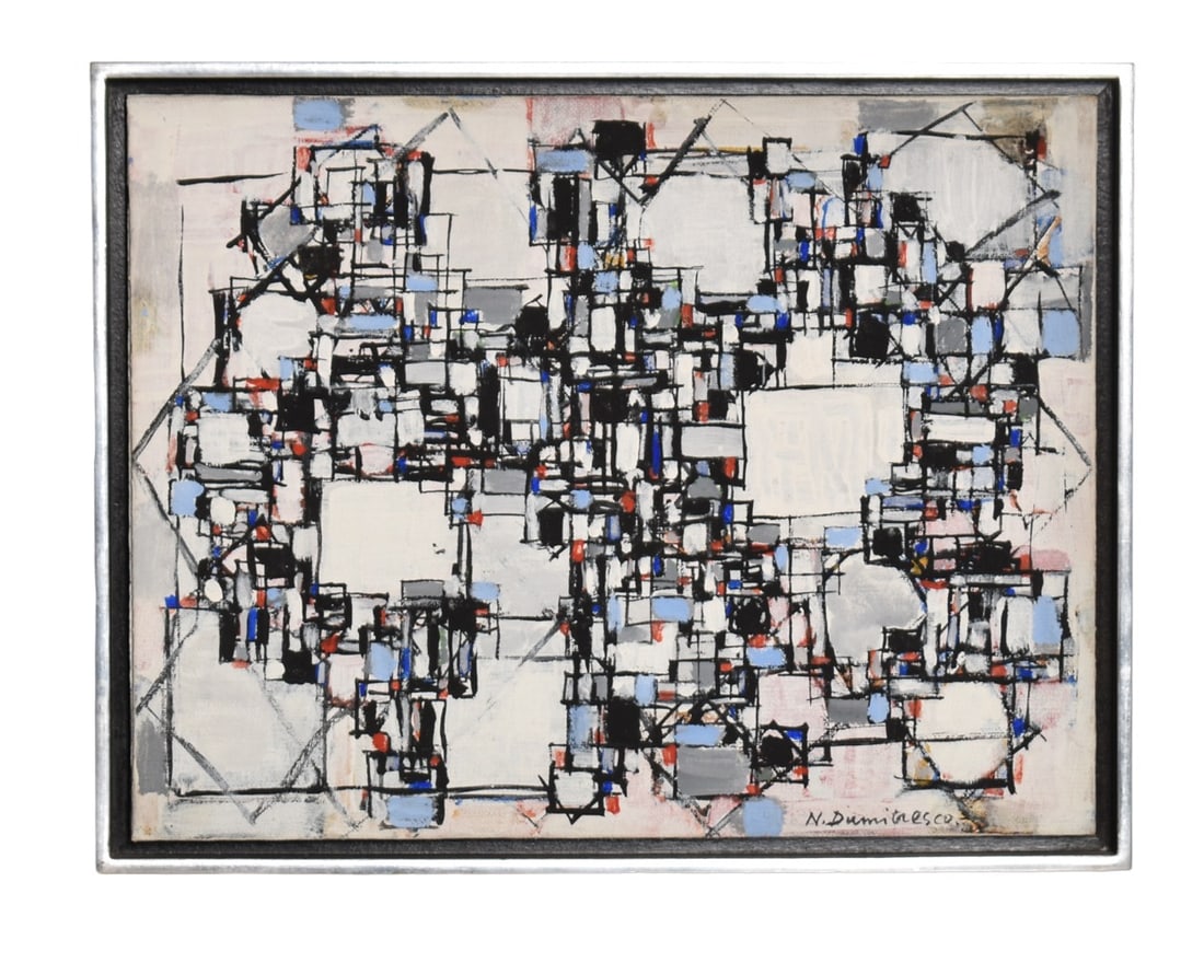 Natalia Dumitresco (1915-1997) Oil (Russia, France, Romania): Oil on masonite, "Ville Blen" Paris. Signed and titled to verso. Signed and dated 1979 lower right. Provenance: The Elizabeth and George Wile Collection. Sight - 10 1/2x 13 7/8, Frame 11 1/ x 14 7/8.